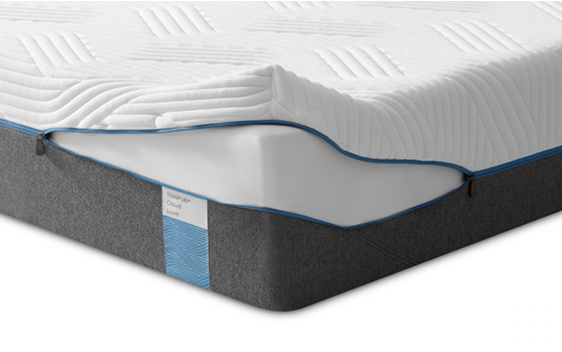 mattress with a mattress cover half zipped