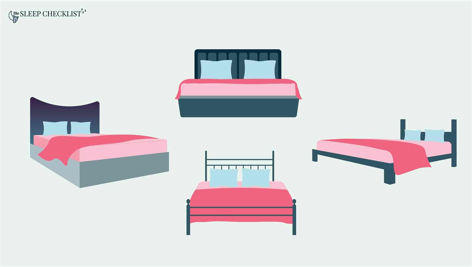 different bed frames with pillows and mattress