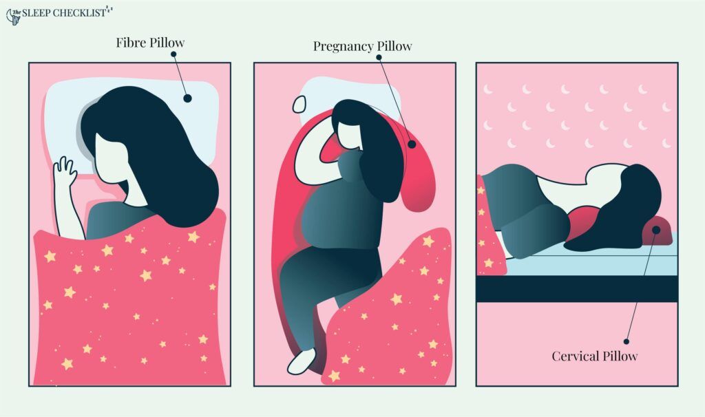 3 illustrations of 3 different pillows