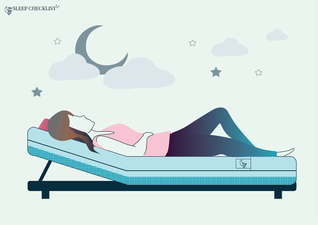 woman laying on adjustable bed with reclined position