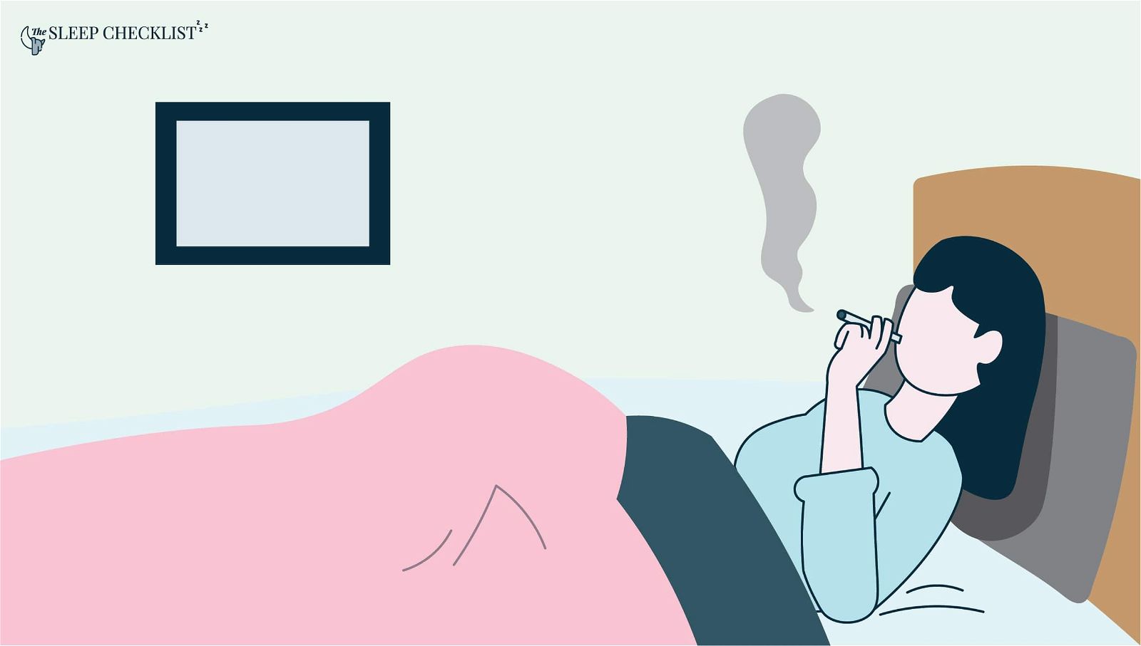 woman smoking cigar on bed